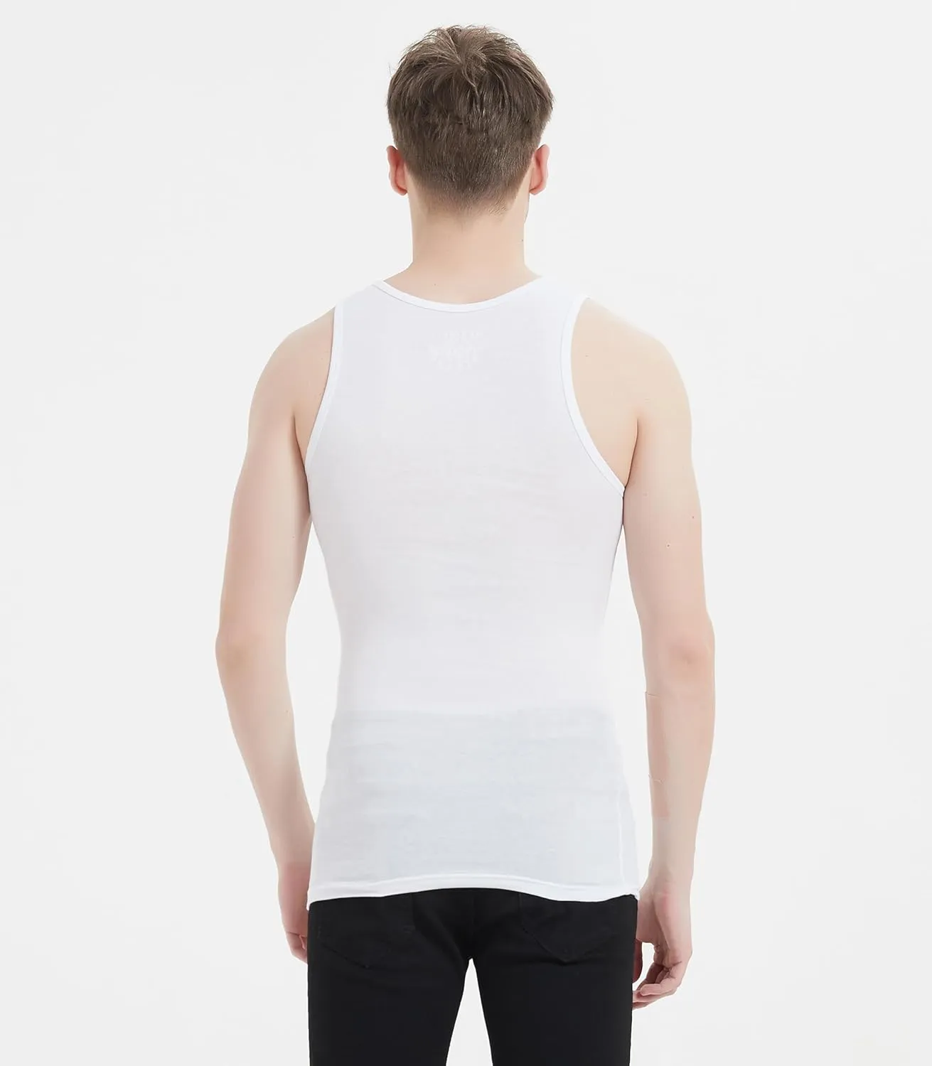 Comfneat Men's 6-Pack A-Shirts Tight Fit Tank Tops Cotton Spandex Undershirts