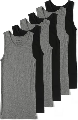Comfneat Men's 6-Pack A-Shirts Tight Fit Tank Tops Cotton Spandex Undershirts