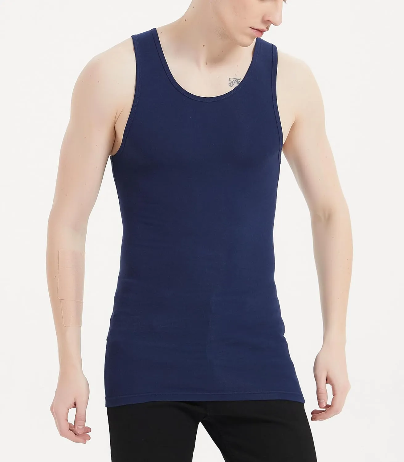 Comfneat Men's 6-Pack A-Shirts Tight Fit Tank Tops Cotton Spandex Undershirts