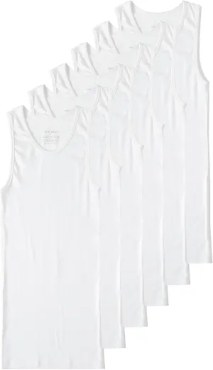 Comfneat Men's 6-Pack A-Shirts Tight Fit Tank Tops Cotton Spandex Undershirts