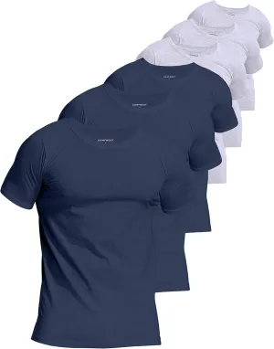Comfneat Men's 6-Pack Pure Cotton Undershirts Comfortable Crew Neck T-Shirts
