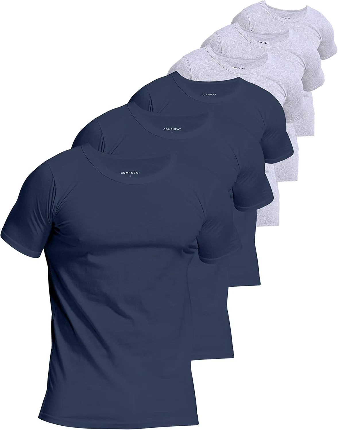 Comfneat Men's 6-Pack Pure Cotton Undershirts Comfortable Crew Neck T-Shirts