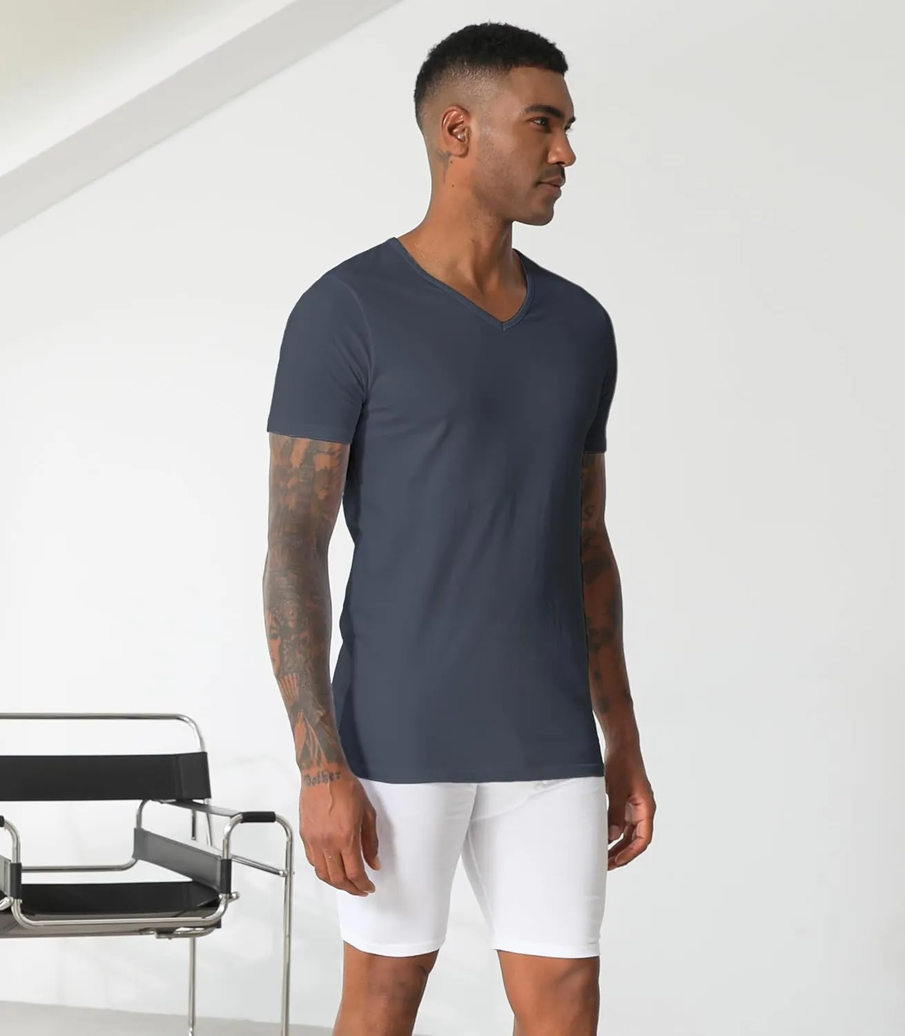 Comfneat Men's Undershirts 100 Percent Cotton Underclothing Comfy V-Neck T-Shirts (4-Pack/6-Pack)
