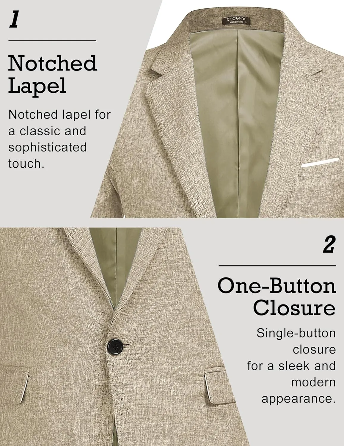 COOFANDY Men's Blazer Casual Sport Coats Slim Fit One Button Lightweight Suit Jacket