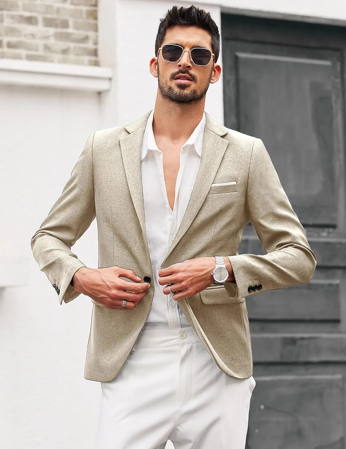 COOFANDY Men's Blazer Casual Sport Coats Slim Fit One Button Lightweight Suit Jacket