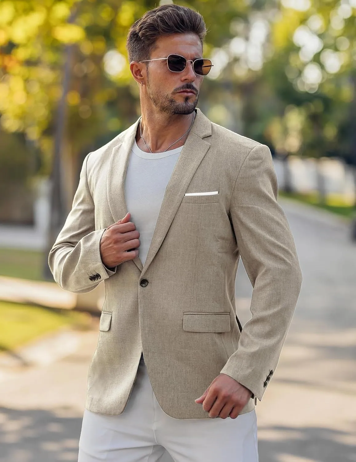 COOFANDY Men's Blazer Casual Sport Coats Slim Fit One Button Lightweight Suit Jacket