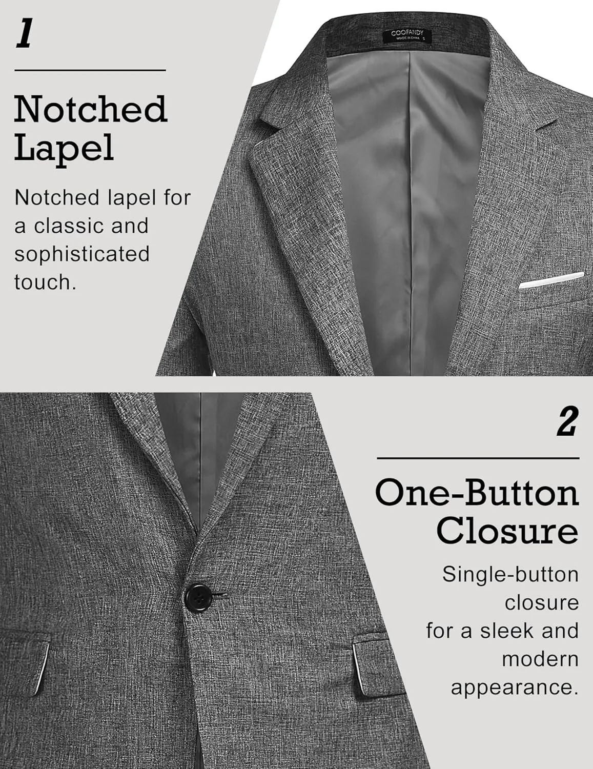 COOFANDY Men's Blazer Casual Sport Coats Slim Fit One Button Lightweight Suit Jacket