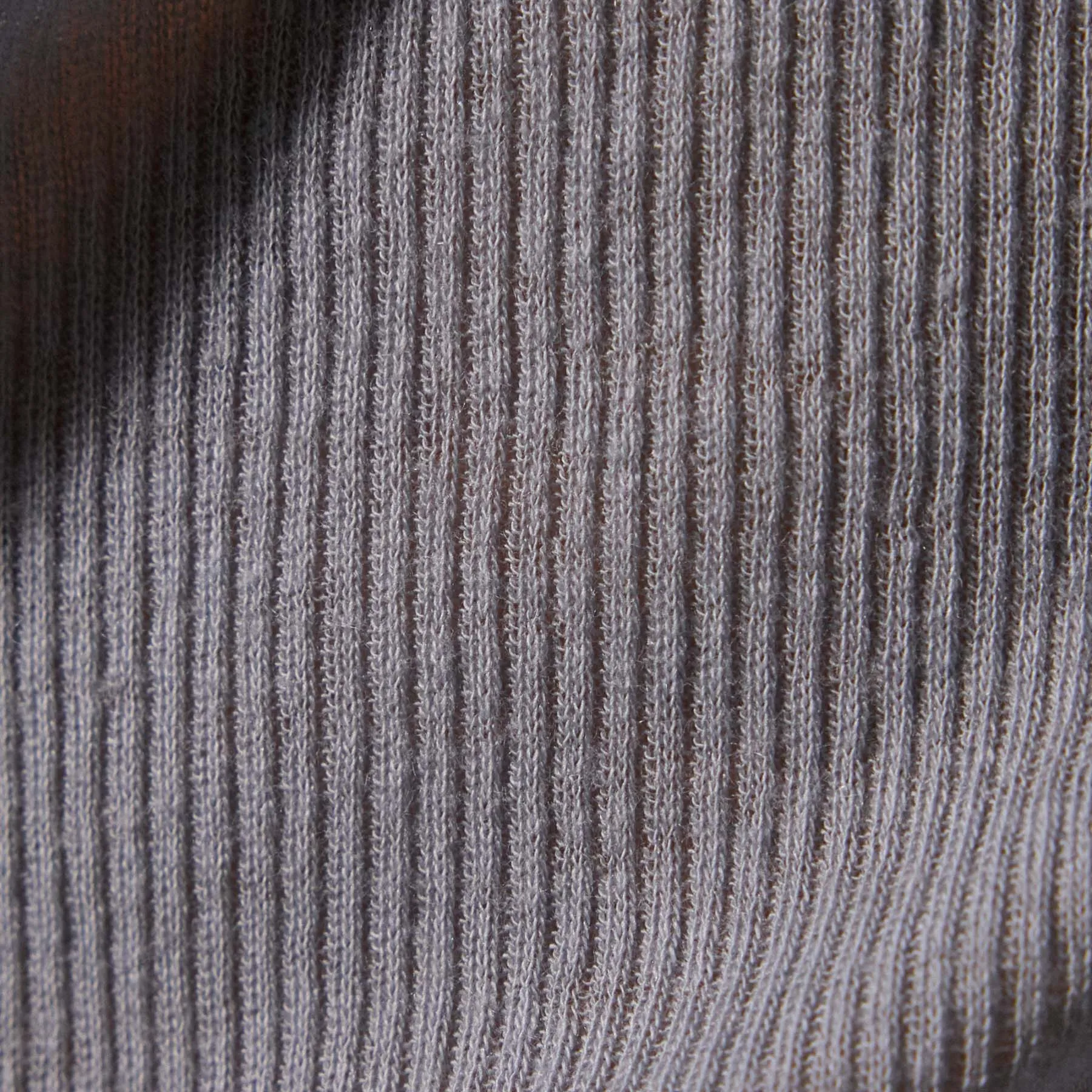 Cotton Cashmere Blend Ribbed Crew - Grey Sky