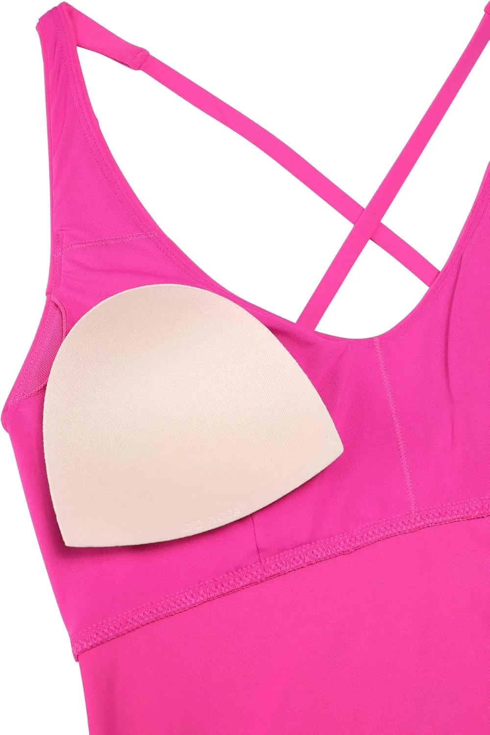 CRZ YOGA Tankini Tops for Women Crossover Adjustable Tie Back Bathing Suits Swimsuit Only No Bottom Padded