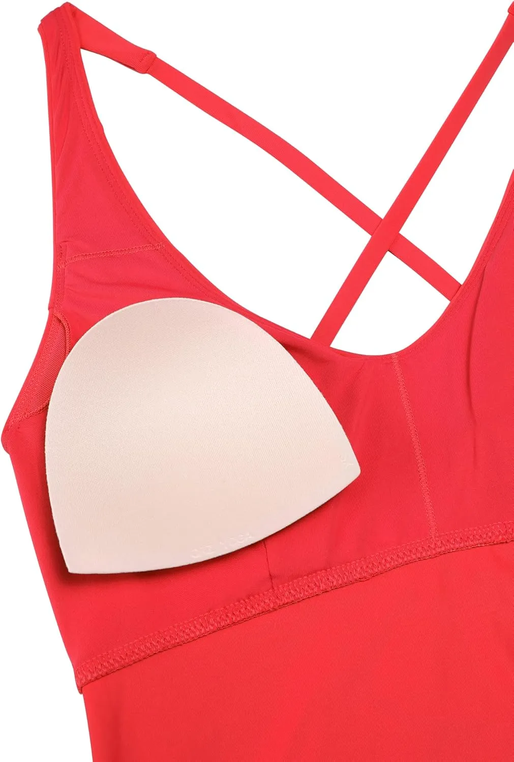 CRZ YOGA Tankini Tops for Women Crossover Adjustable Tie Back Bathing Suits Swimsuit Only No Bottom Padded