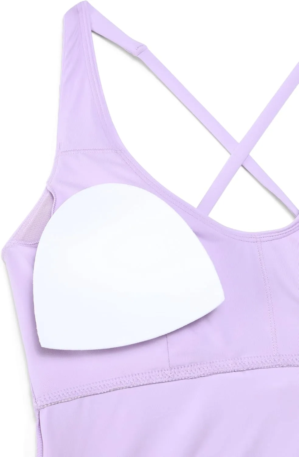 CRZ YOGA Tankini Tops for Women Crossover Adjustable Tie Back Bathing Suits Swimsuit Only No Bottom Padded