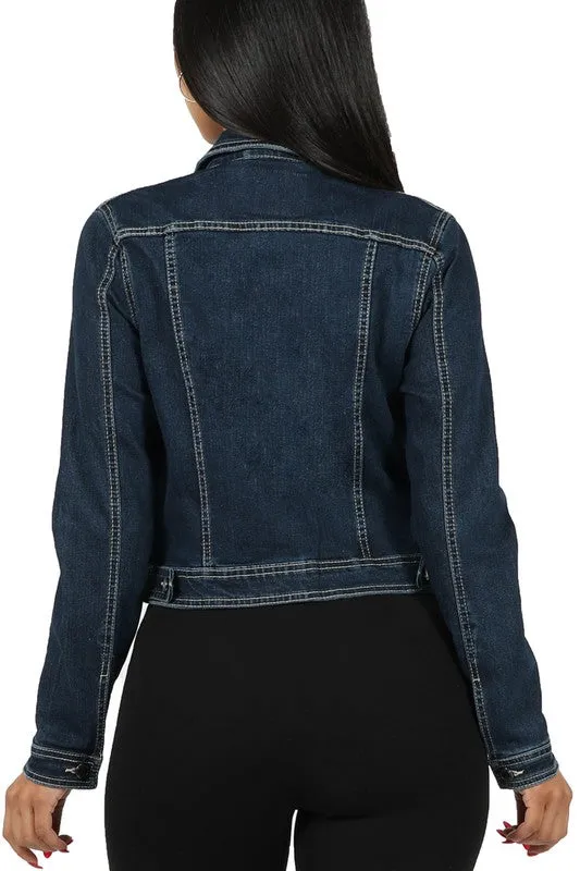Dark Blue Classic Jacket in Stretch Denim