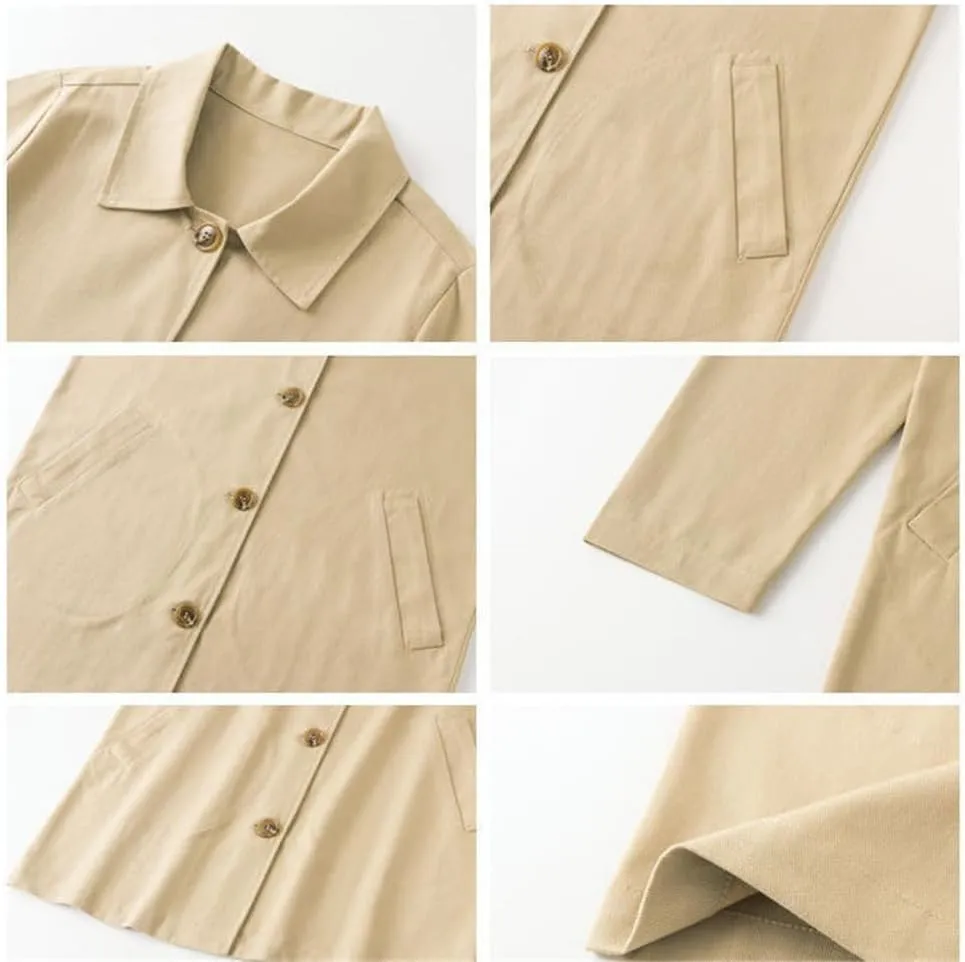 DBFBDTU Women Trench Coat Loose Windbreaker Coat Mid-Length Cardigan Outerwear