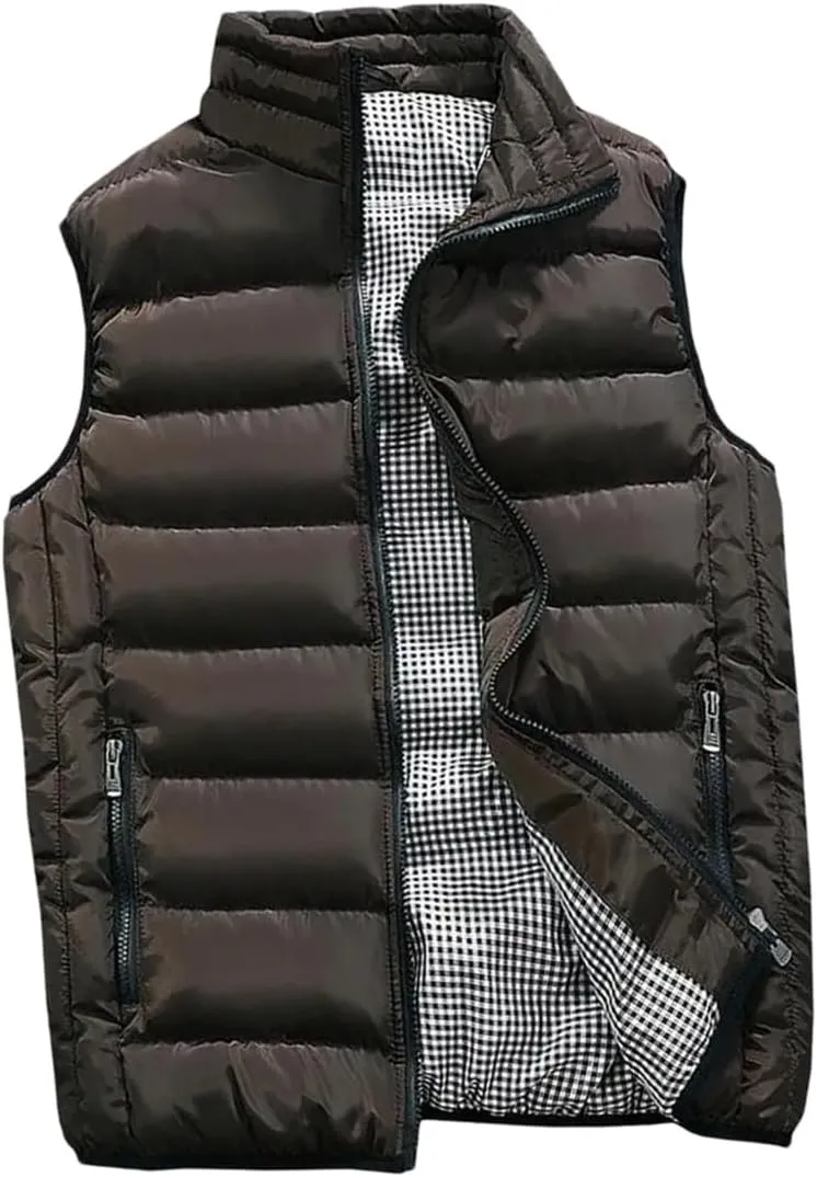 Dcvmvmn Men Autumn Winter Coat Padded Cotton Vest Warm Thick Vest Tops Jacket Men's Winter Coats
