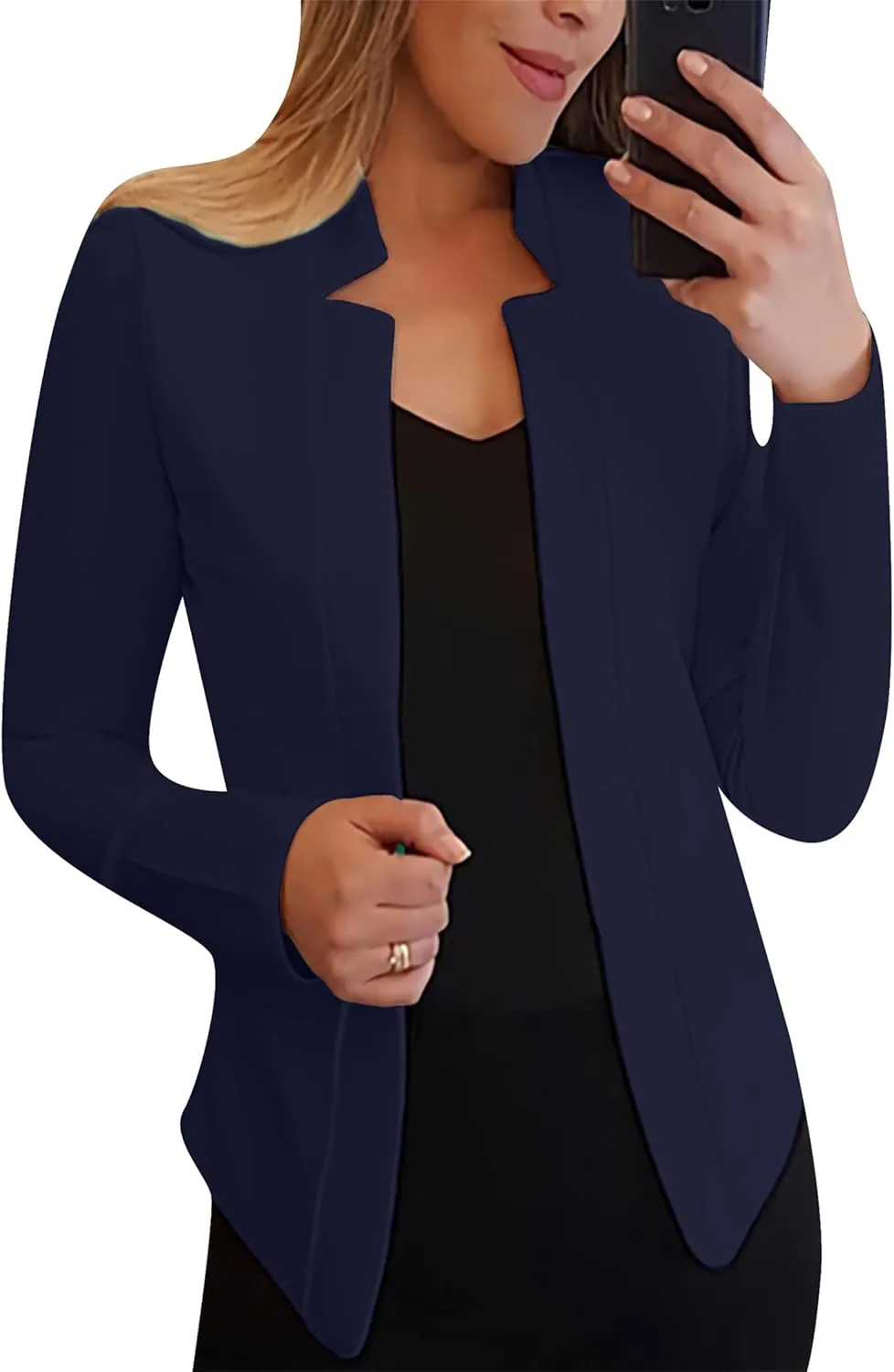 DIACACY Womens Cropped Formal Open Front Blazers Suit Long Sleeve Slim Blazers Jacket Cardigan