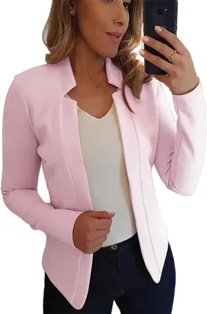 DIACACY Womens Cropped Formal Open Front Blazers Suit Long Sleeve Slim Blazers Jacket Cardigan