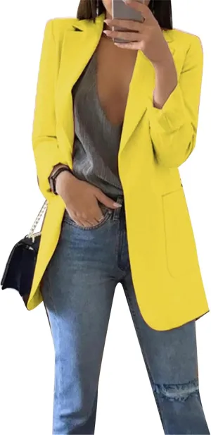 DIACACY Womens Open Front Long Sleeve Blazers Jacket Solid Color Plus Size Comfy Blazers