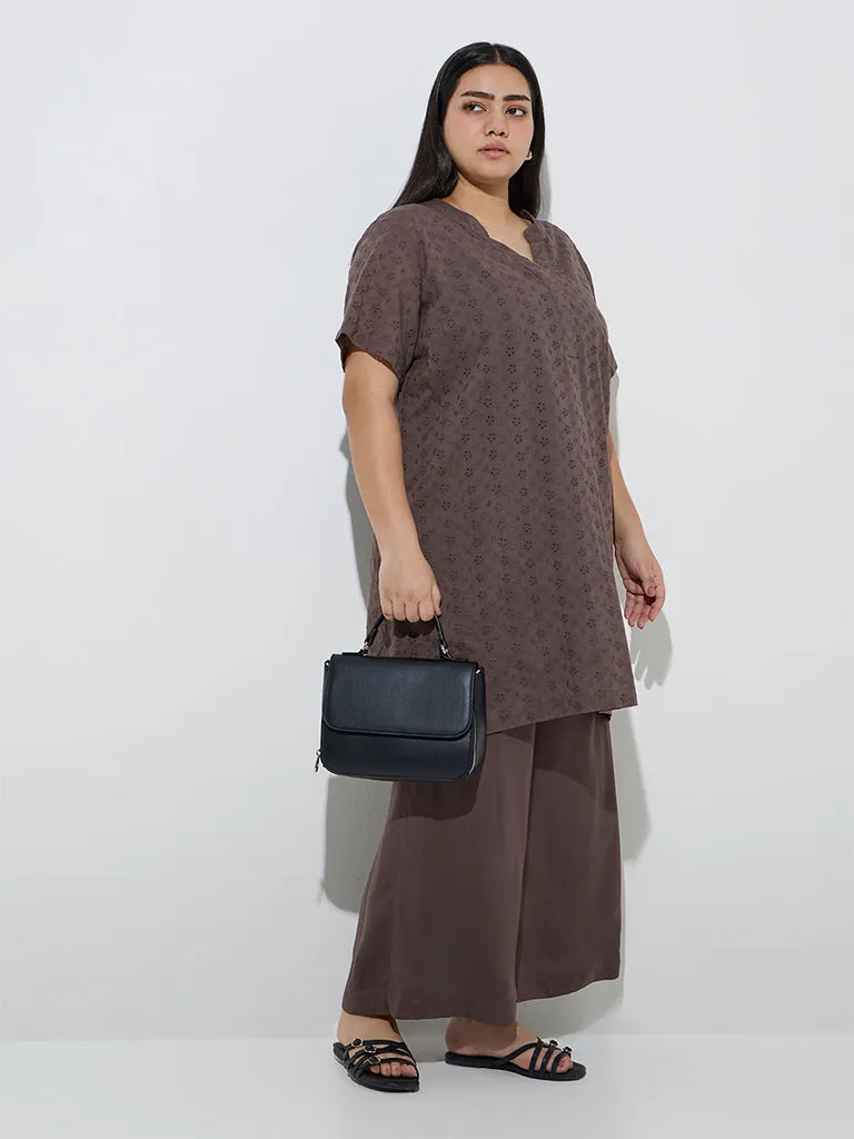 Diza Dark Brown Solid Palazzos