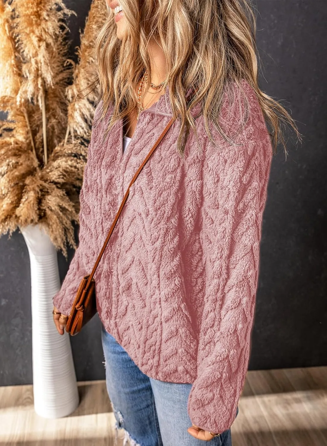 Dokotoo Winter Fleece Jacket for Women Oversized Zipper Up 2024 Stand Collar with Pockets Baggy Coats