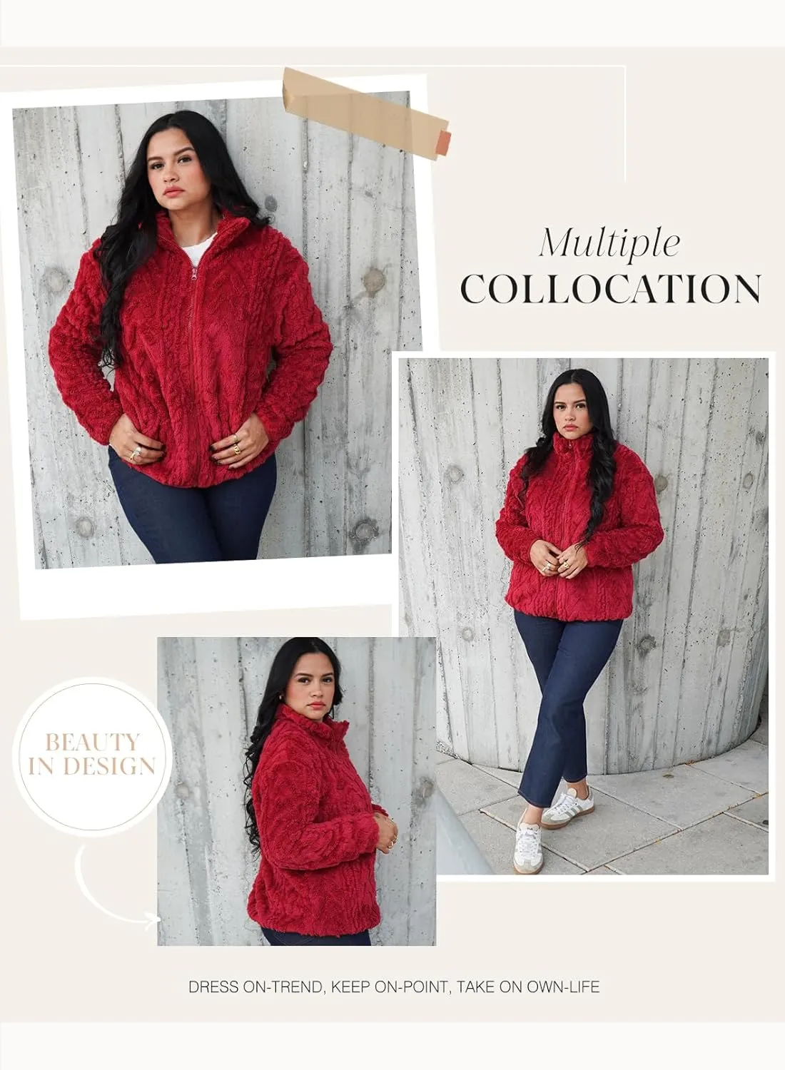 Dokotoo Winter Fleece Jacket for Women Oversized Zipper Up 2024 Stand Collar with Pockets Baggy Coats