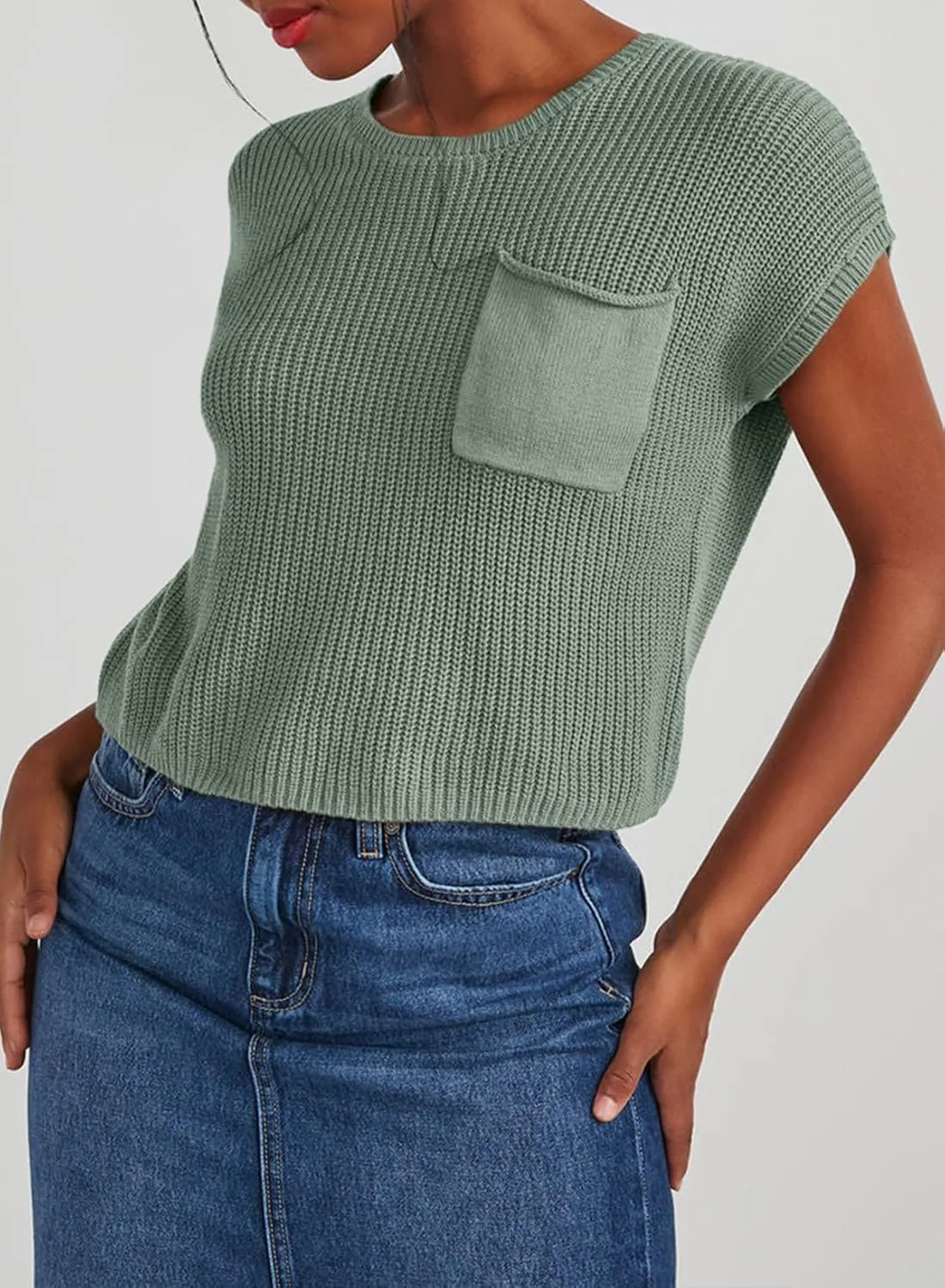Dokotoo Women's Casual Short Sleeve Loose Tunic Tops Lightweight Knit Spring Pullover Sweater Blouses