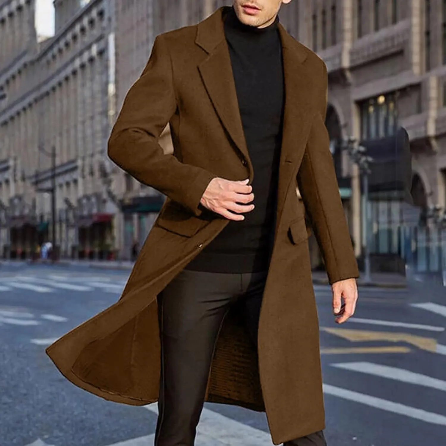 Duster Coat Print Lapel Button Down Long Sleeve Long Cardigan Windbreaker Loose Winter and Autumn Coat Jackets For