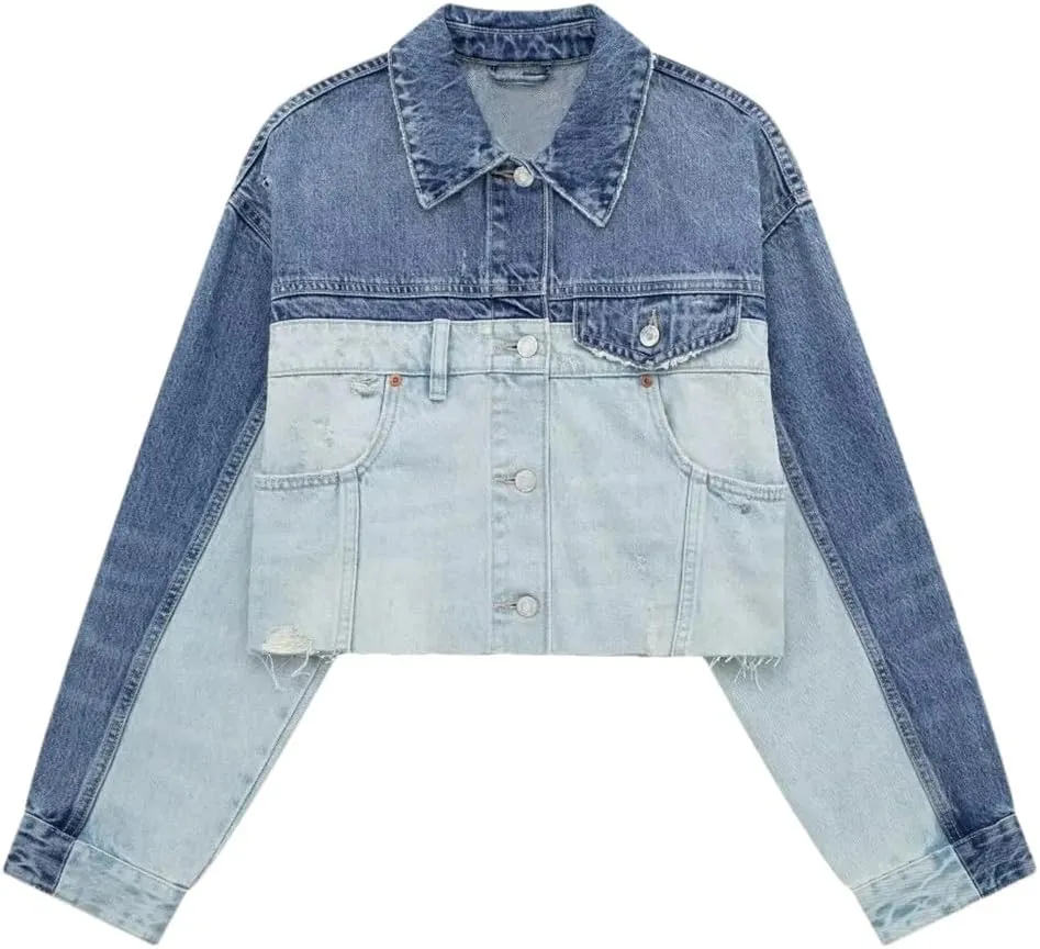 Dvbfufv Women Denim Jacket Women Short Bomber Jacket Woman Long Sleeve Oversize Jackets Women Street Coats