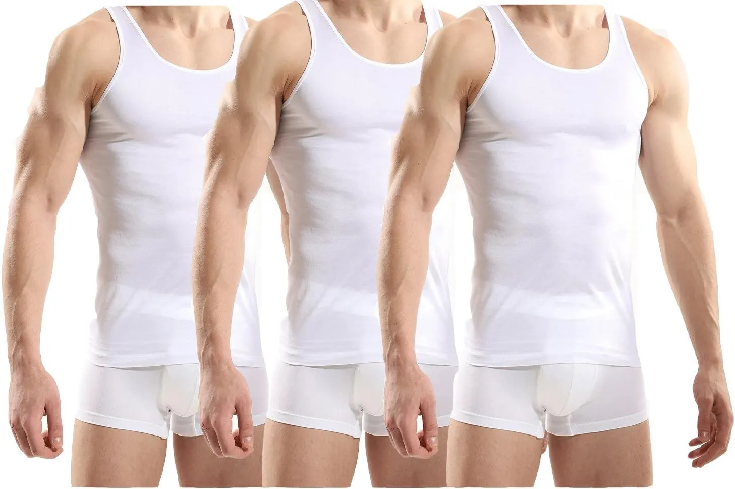 Egyptian Cotton MERCERIS Men's Tank Undershirts - Men's Sleeveless Tank Top - Men's 100% Cotton Tank Undershirts (Pack of 3)
