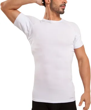 Ejis Sweatproof Undershirt Mens Modal Crew w Sweat Pads, Silver Treated to Fight Embarrassing Odor, Aluminum Free Alternative