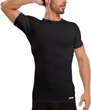 Ejis Sweatproof Undershirt Mens Modal Crew w Sweat Pads, Silver Treated to Fight Embarrassing Odor, Aluminum Free Alternative