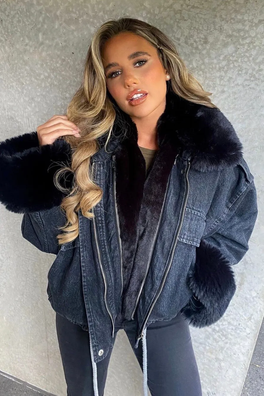 Eloise Black Super Soft Black Faux Fur Jacket