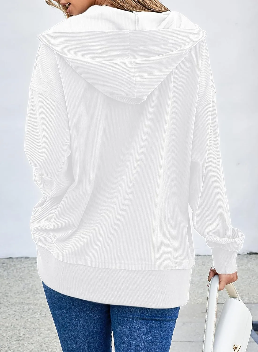 EVALESS Womens Oversized Sweatshirts Hoodies Casual Button Up V Neck Long Sleeve Shirts Pullover Loose Fall Clothes Outfits