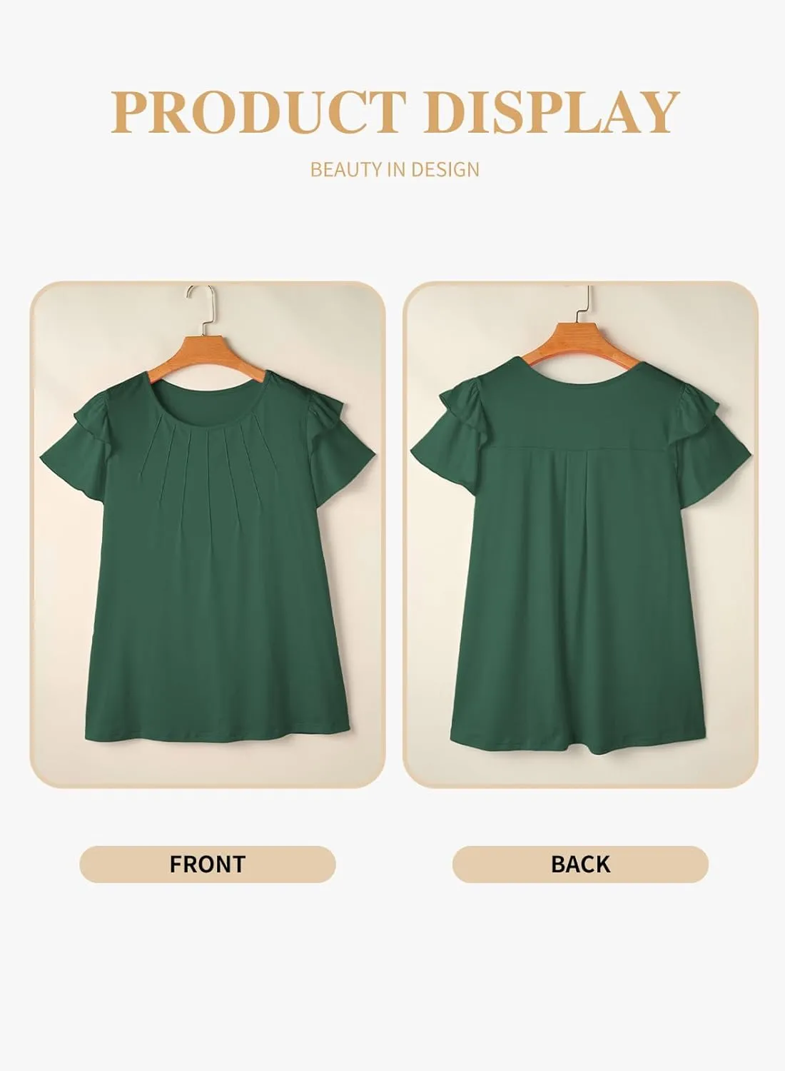 Eytino Women Plus Size Tops Ruffle Short Sleeve Crew Neck Summer Loose Casual Blouse T Shirts(1X-5X)