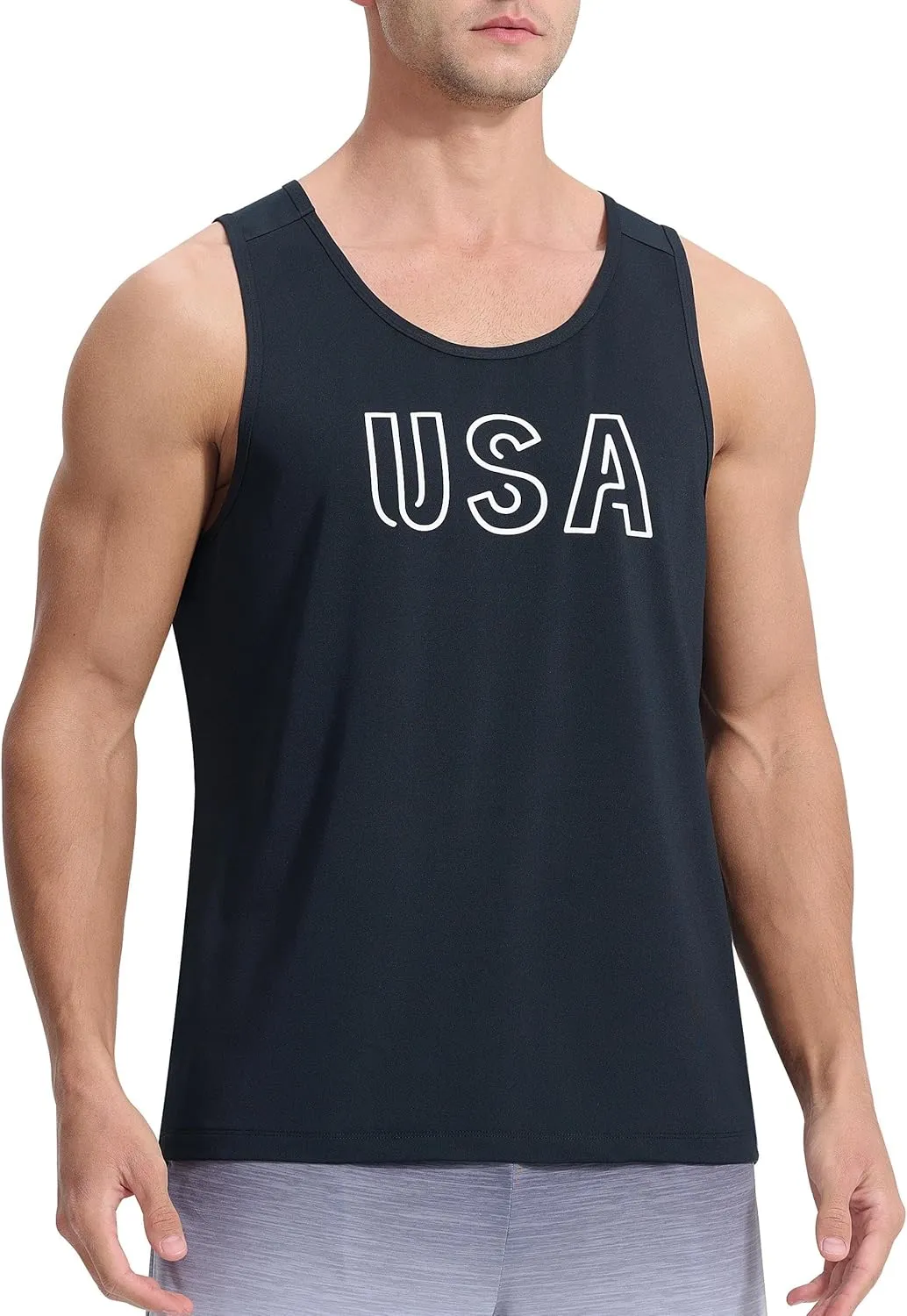 EZRUN Men's Tank Tops Quick Dry Workout Gym Sleeveless Shirts Summer Running Athletic Swim Shirts