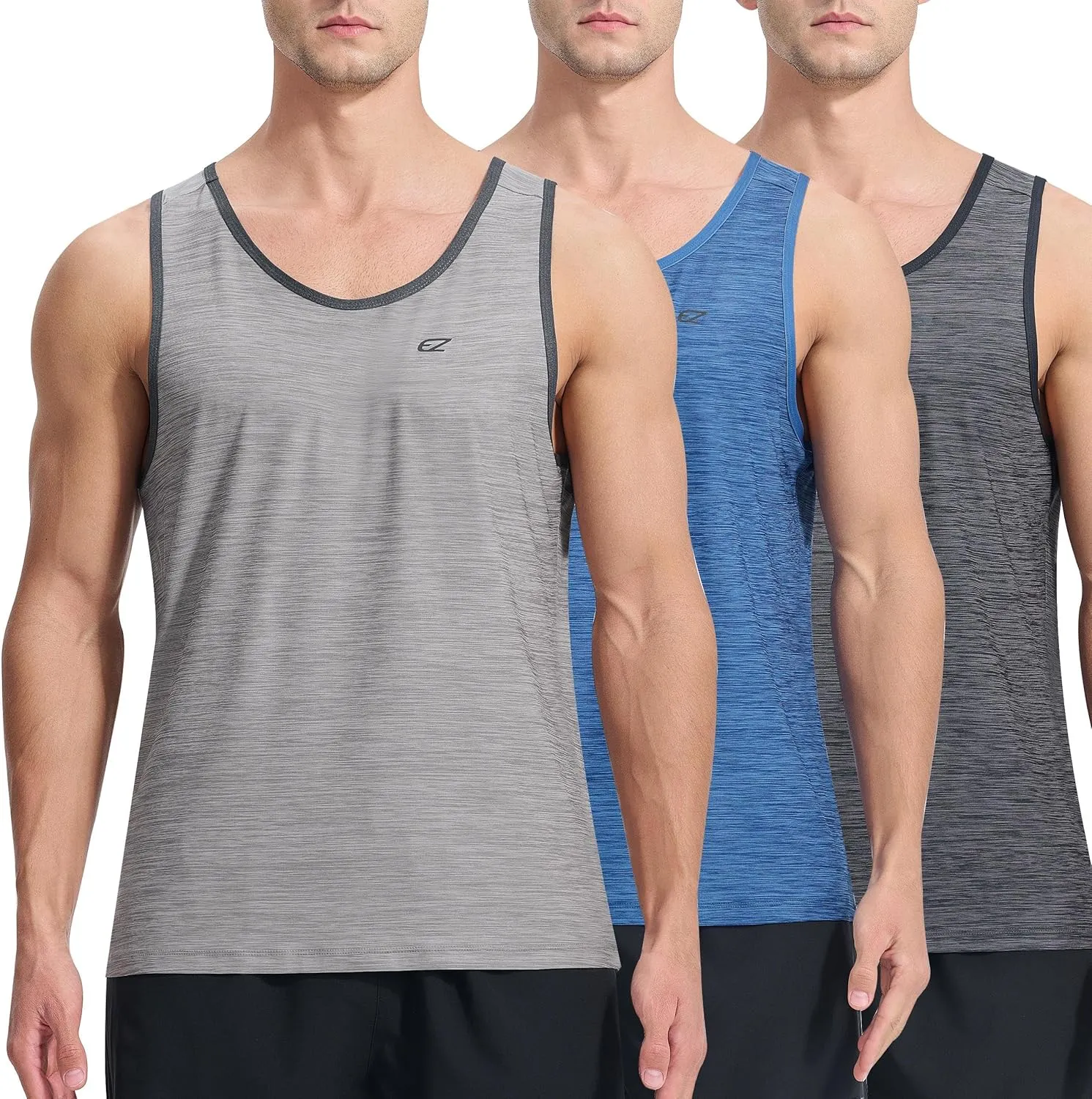 EZRUN Men's Tank Tops Quick Dry Workout Gym Sleeveless Shirts Summer Running Athletic Swim Shirts