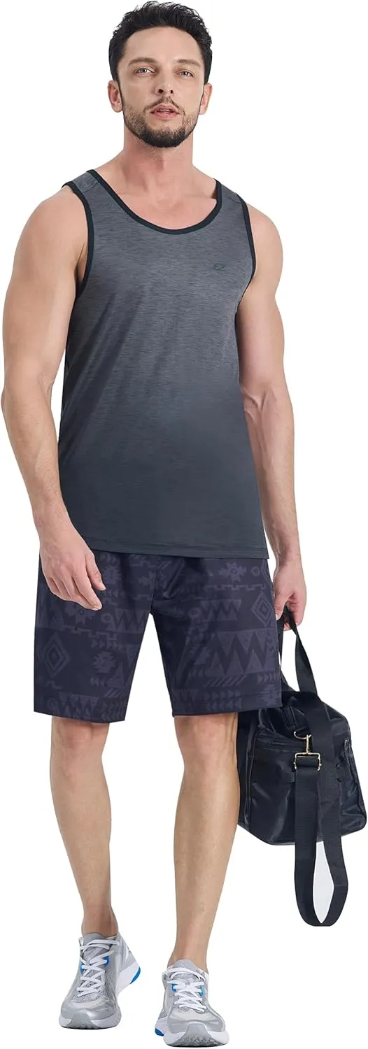 EZRUN Men's Tank Tops Quick Dry Workout Gym Sleeveless Shirts Summer Running Athletic Swim Shirts