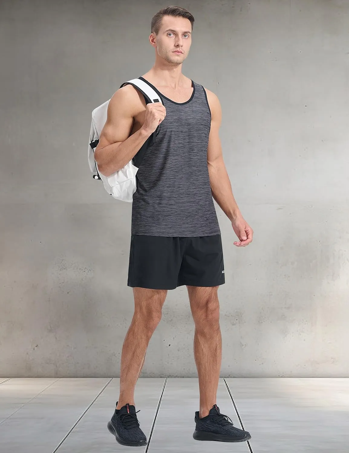 EZRUN Men's Tank Tops Quick Dry Workout Gym Sleeveless Shirts Summer Running Athletic Swim Shirts