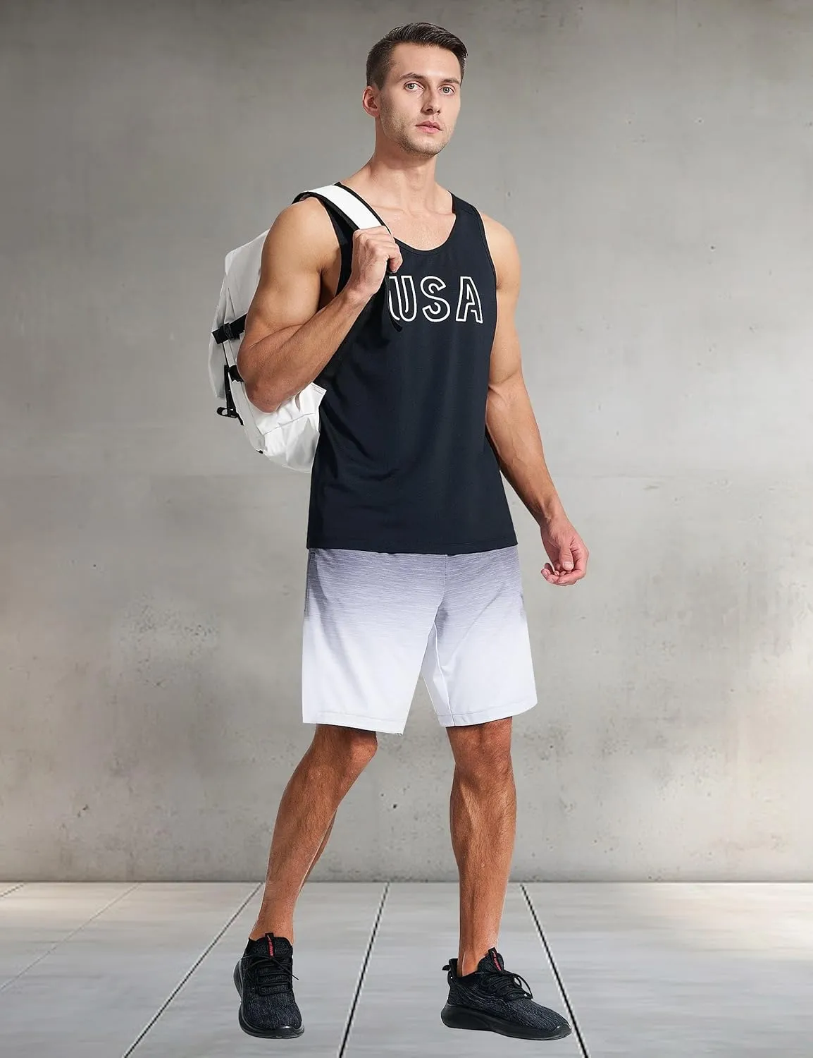 EZRUN Men's Tank Tops Quick Dry Workout Gym Sleeveless Shirts Summer Running Athletic Swim Shirts