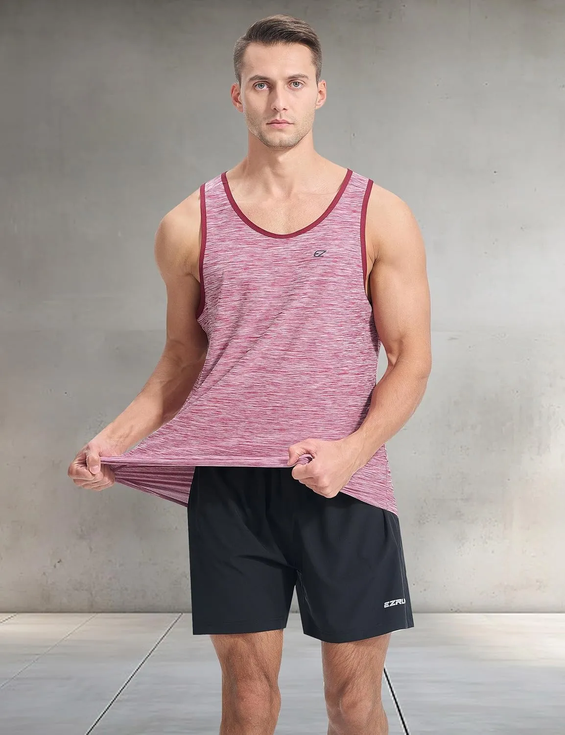 EZRUN Men's Tank Tops Quick Dry Workout Gym Sleeveless Shirts Summer Running Athletic Swim Shirts