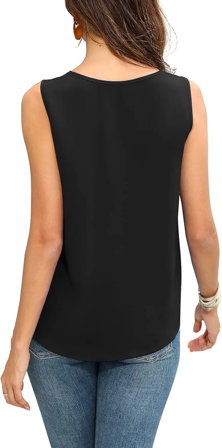 Fall Dressy Chiffon Blouses for Women V Neck Tie Front 3/4 Sleeve Tops Business Casual Office Work Loose Top Shirts