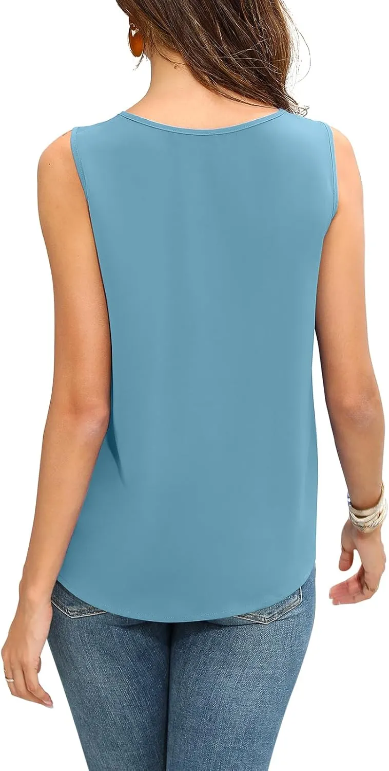 Fall Dressy Chiffon Blouses for Women V Neck Tie Front 3/4 Sleeve Tops Business Casual Office Work Loose Top Shirts