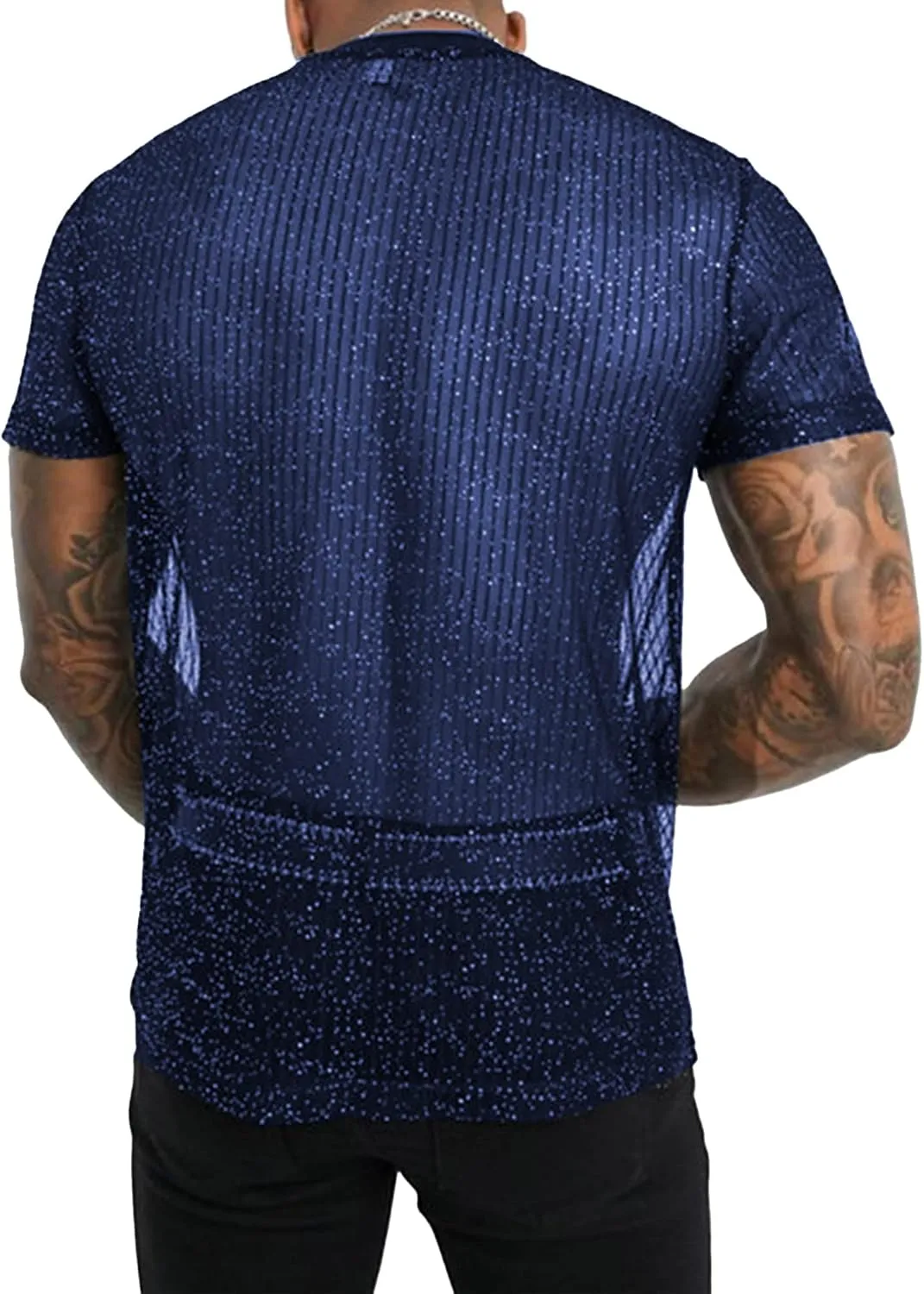 FEOYA Mens Mesh See Through Shirts Sheer Transparent Club Party Casual Top Undershirts