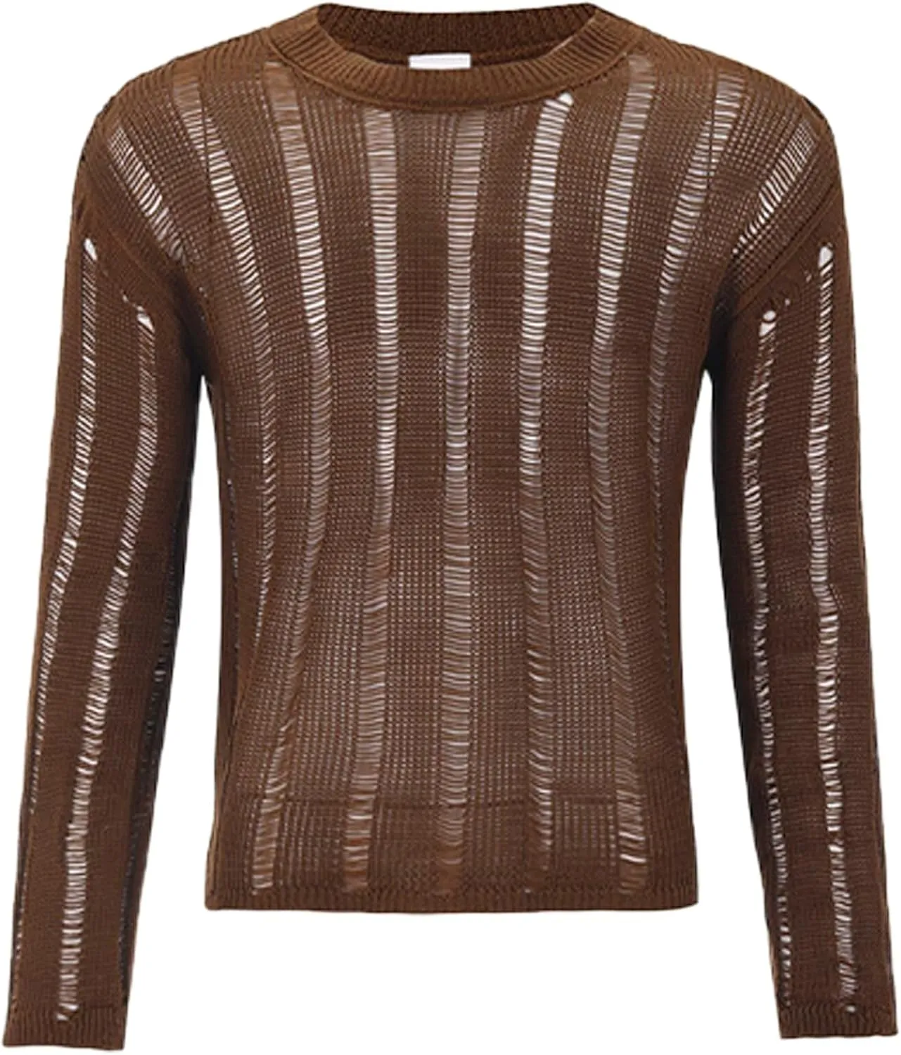 FEOYA Mens Mesh See Through Shirts Sheer Transparent Club Party Casual Top Undershirts