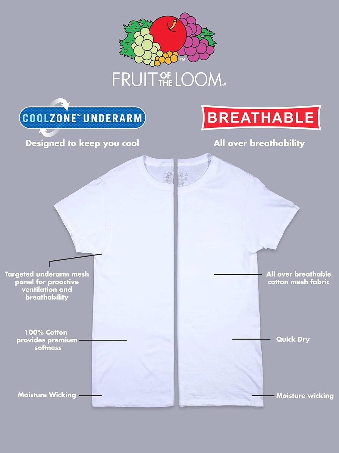 Fruit of the Loom Men's Big & Tall Breathable Undershirts