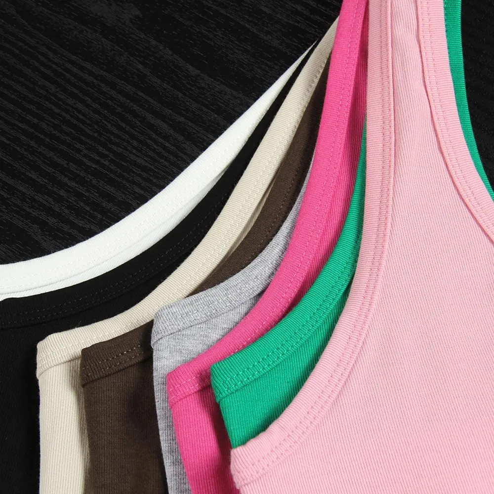 GEMBERA Womens Backless Halter Neck Front V Neck Camisole Basic Casual Fitted Cropped Tank Tops Shirts