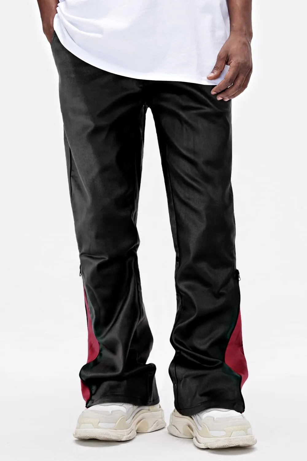 GINGTTO Mens Leather Pants Slim Fit Disco Pants for Men Stretch