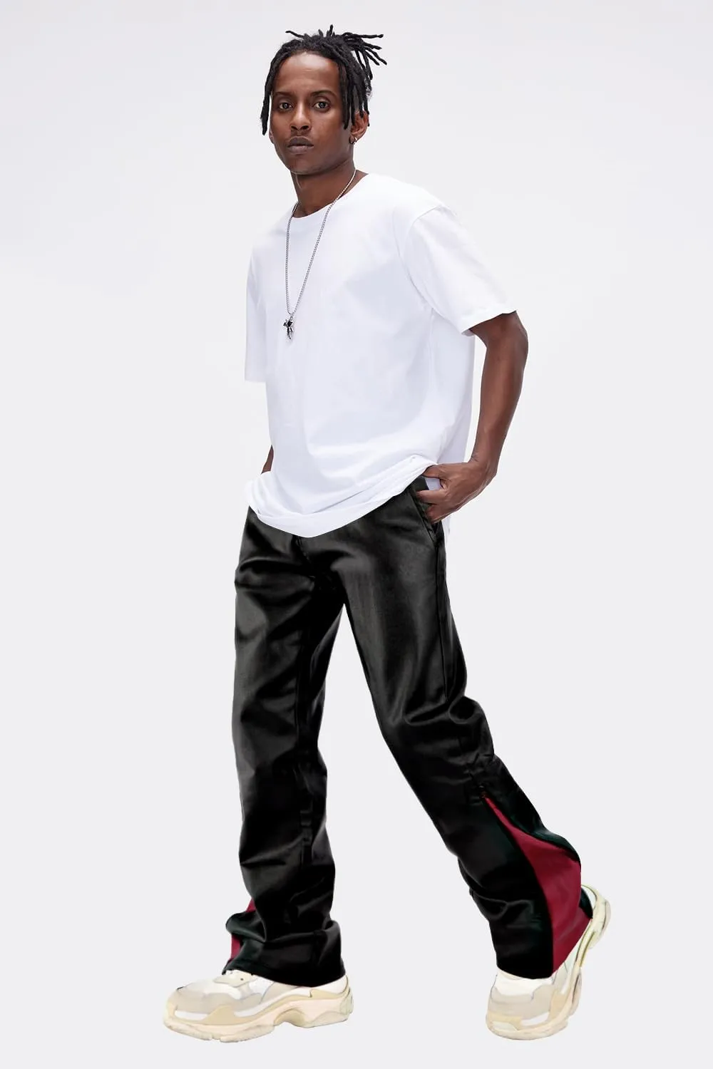 GINGTTO Mens Leather Pants Slim Fit Disco Pants for Men Stretch
