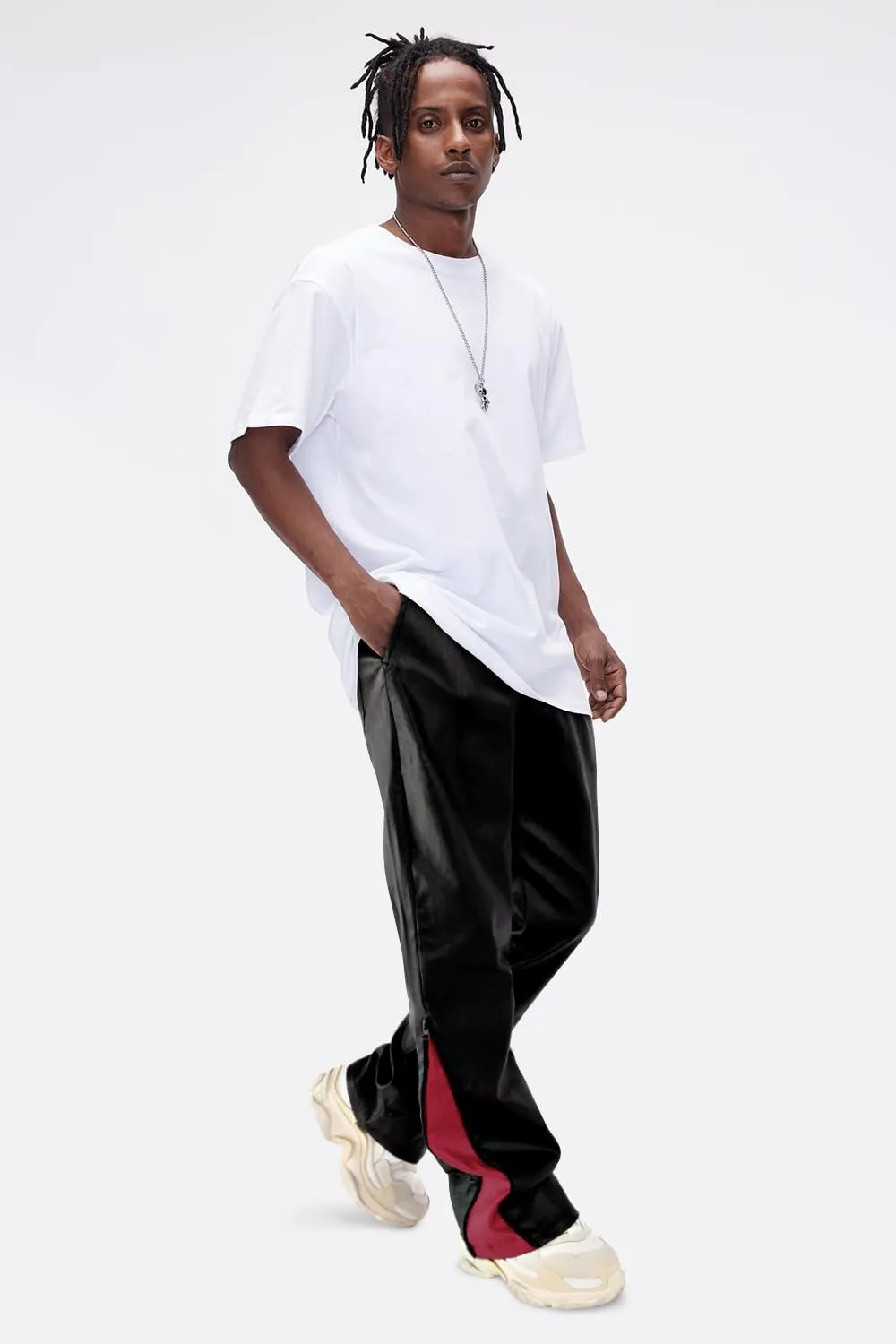 GINGTTO Mens Leather Pants Slim Fit Disco Pants for Men Stretch