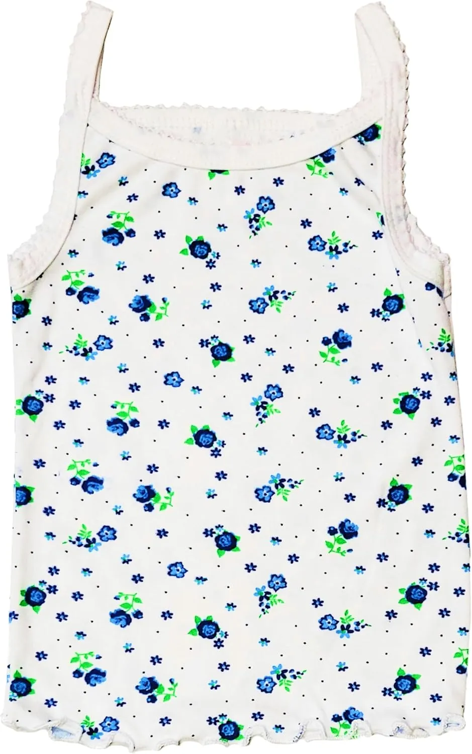 Girls Tank Top Camisoles, Pack of 8, White and Floral Print, Sleeveless Cotton Undershirts
