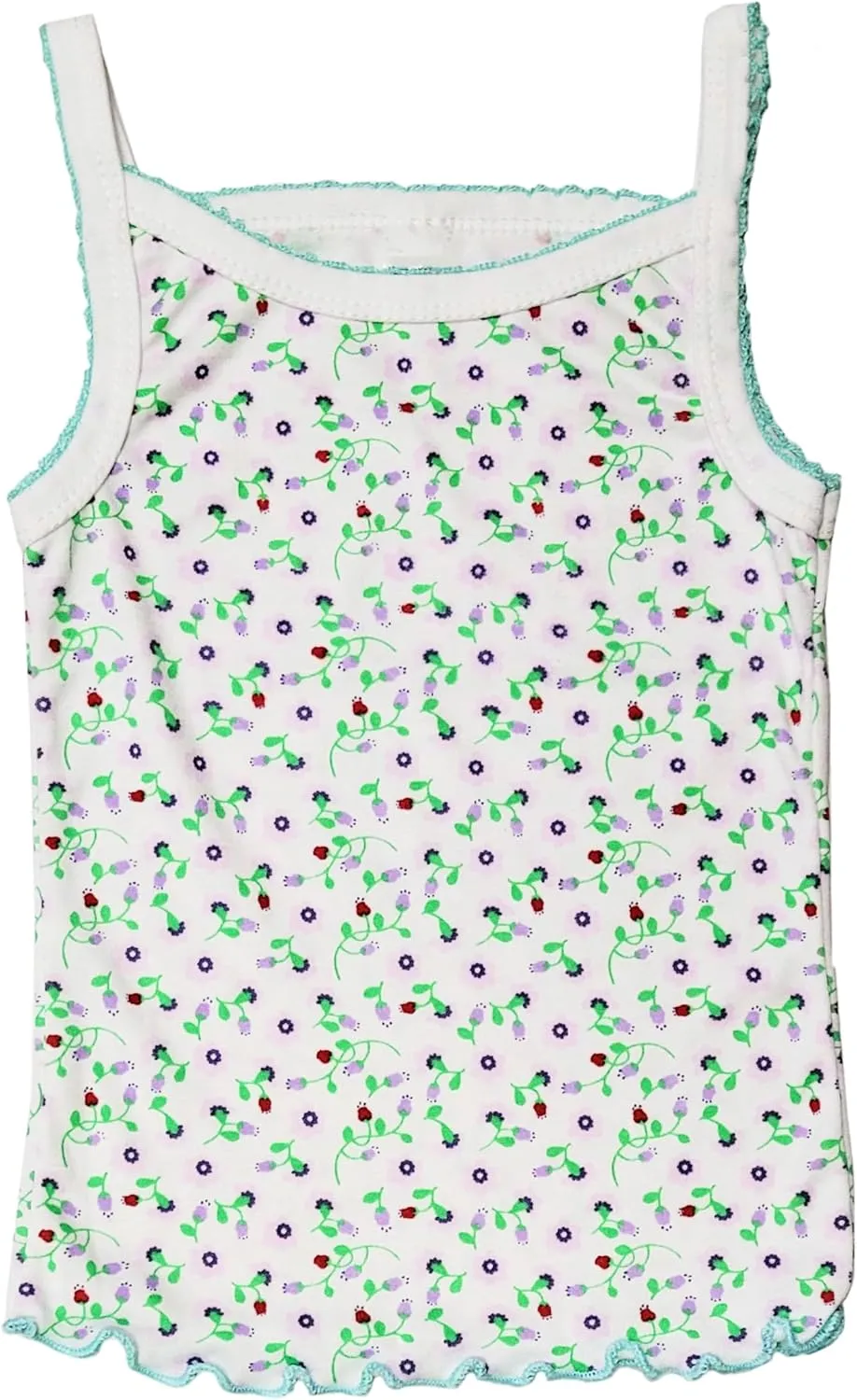 Girls Tank Top Camisoles, Pack of 8, White and Floral Print, Sleeveless Cotton Undershirts